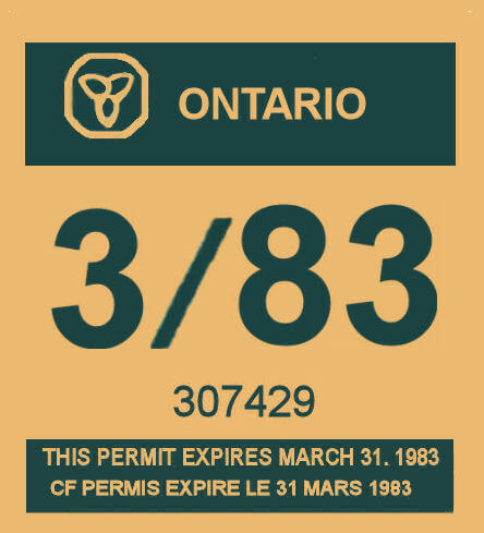 (image for) 1982-83 Ontario registration/inspection sticker